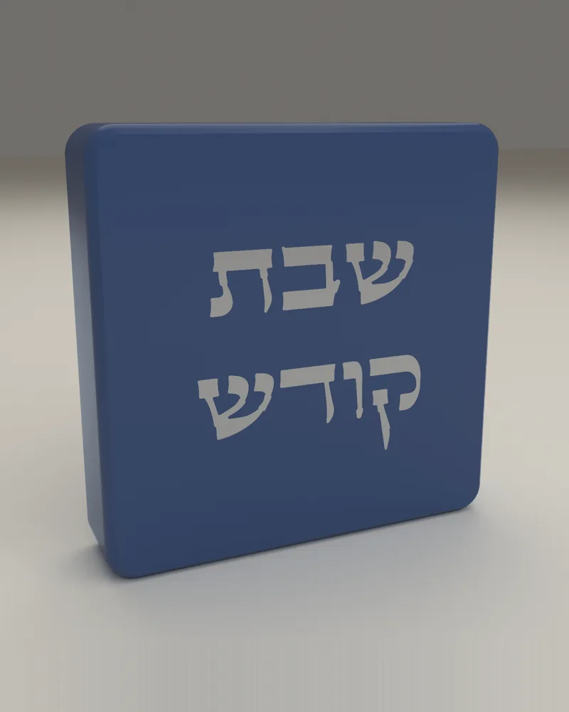 כיסוי מתג לשבת בצבע כחול לילה, והכיתוב «שבת קודש» בצבע כסף